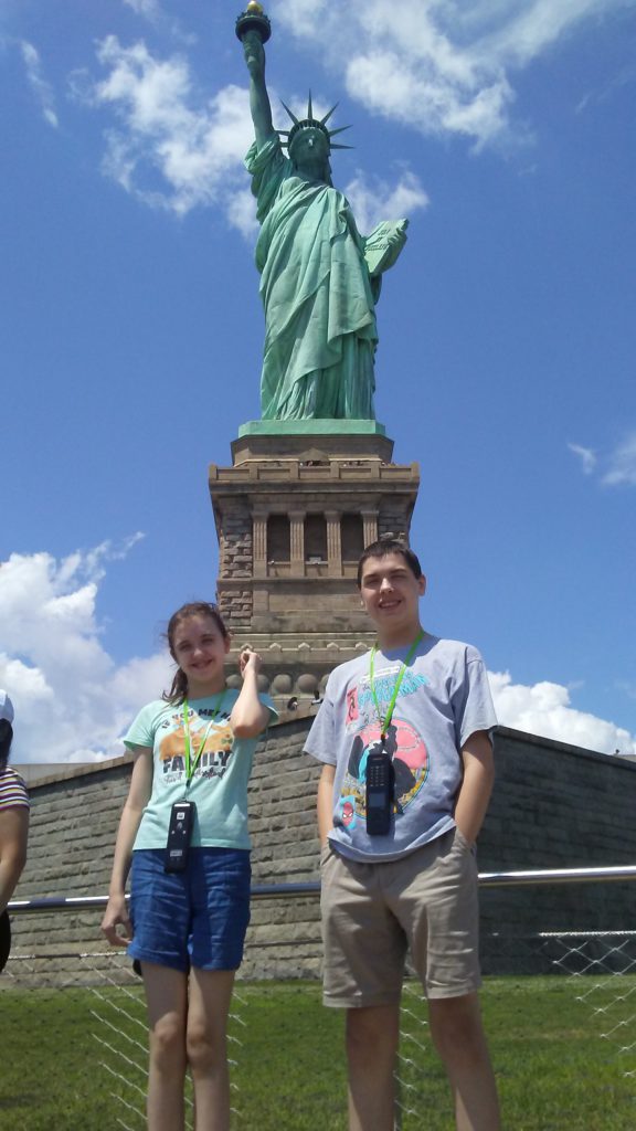 kids at liberty island